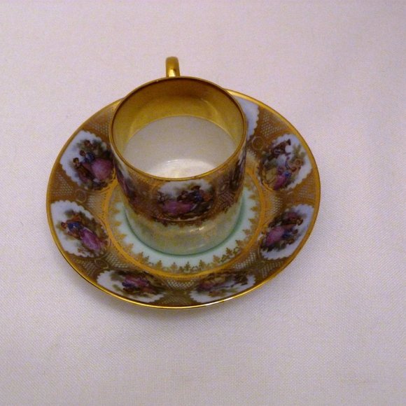 Leni Parbus PP Bavaria Demitasse Cup & Saucer set Gold Trim Germany FOREIGN Mark - Picture 2 of 9